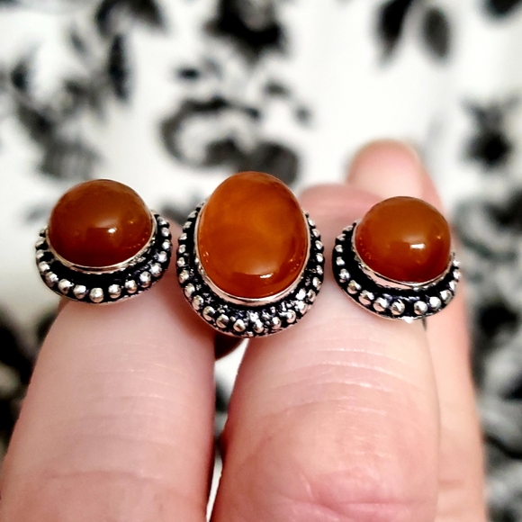 New Yellow Agate Double 925 Silver Knuckle Ring. - Picture 3 of 8